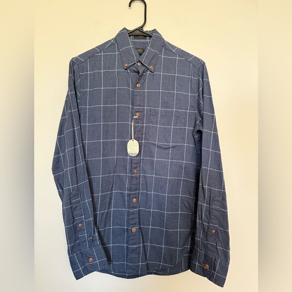 J. Crew Men's Blue Checkered Shirt 100% Cotton Size XS